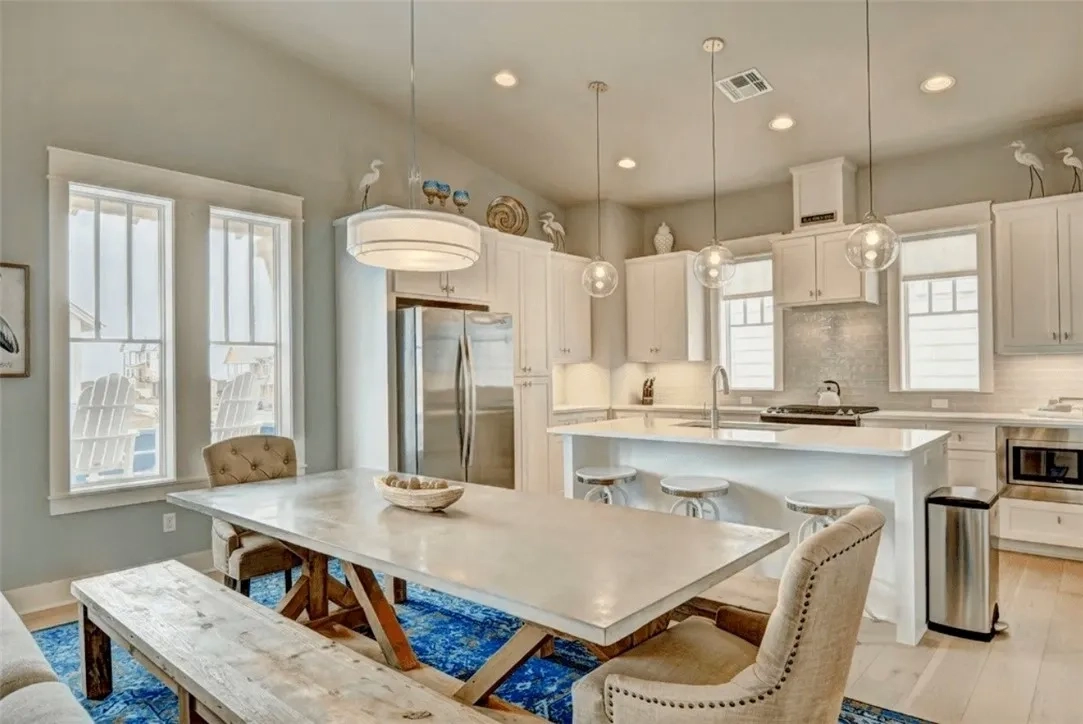 Devin Elder (DJE Texas) — Port Aransas beach house — Full kitchen with stainless appliances 717 Sunrise Ave Port Aransas TX — beach house — Full kitchen with stainless appliances