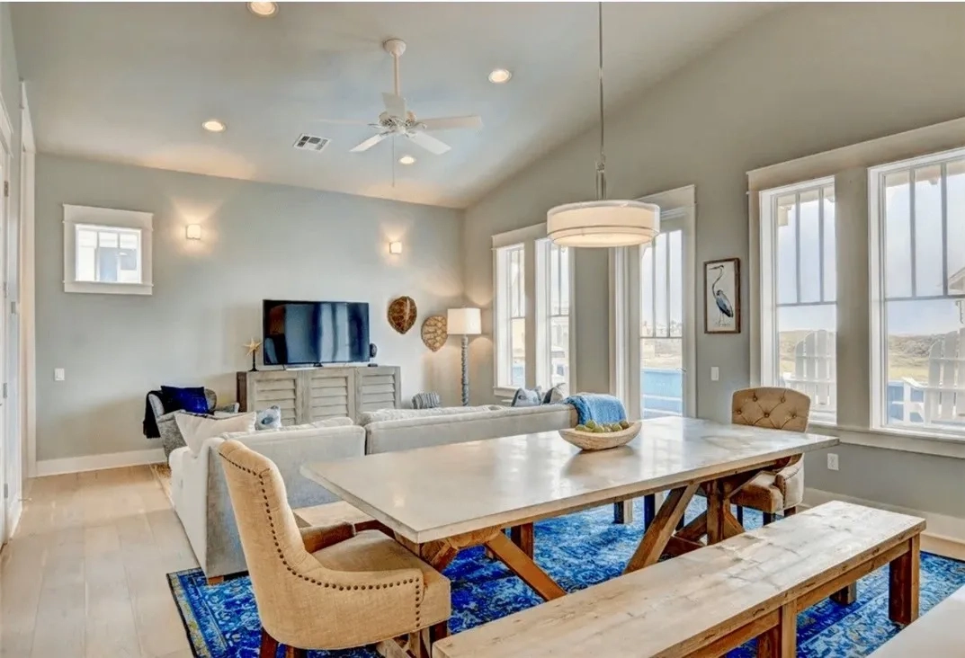Devin Elder (DJE Texas) — Port Aransas beach house — Open-plan living & dining area 717 Sunrise Ave Port Aransas TX — beach house — Open-plan living & dining area
