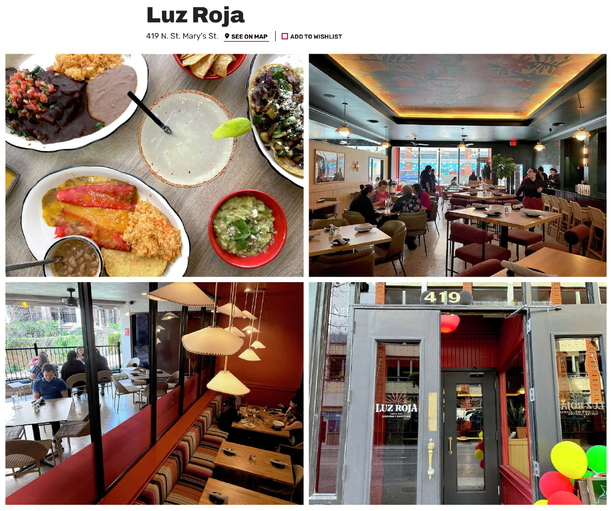 Click to enlarge Luz Roja restaurant 419 N St Marys St San Antonio River Walk — Devin Elder owner DJE Texas