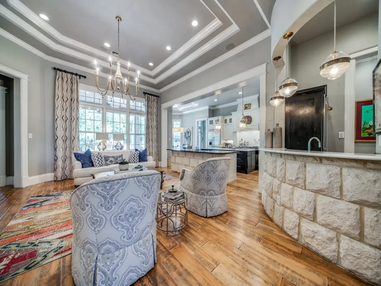 Personal residence interior — Living room — high ceilings & custom finishes San Antonio luxury residence interior — Living room — high ceilings & custom finishes